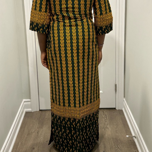 Green and Yellow Ankara Maxi Dress - Picture 8 of 12